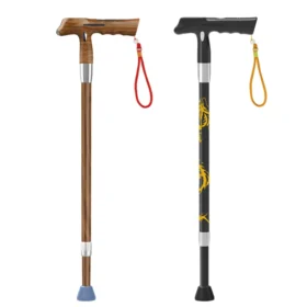 Leichter und stabiler Elektro Gehstock für Senioren. Einfach faltbar, mit rutschfesten Gummispitzen, eingebautem GPS, Kamera, Licht und 4G Verbindung. Unterstützt ältere Menschen bei sicherem Gehen und mehr Unabhängigkeit.